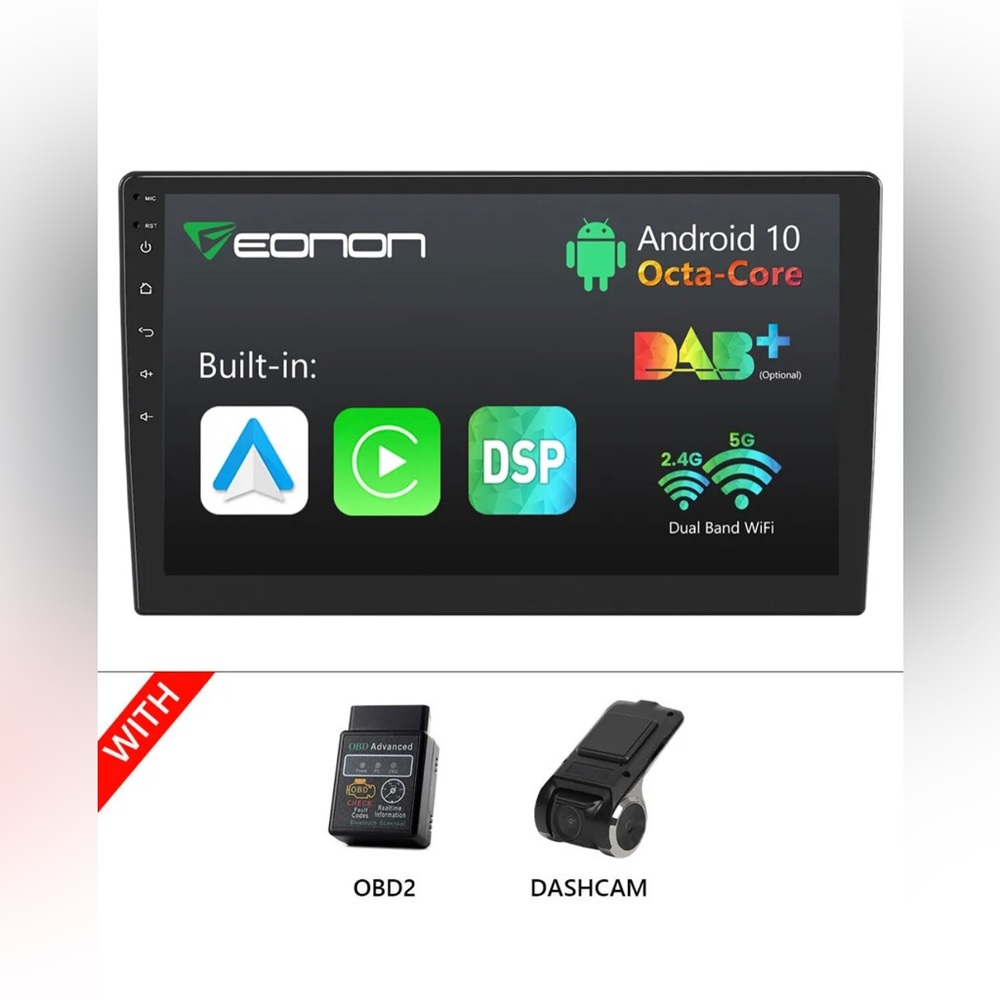 Eonon DVR+OBD+ISO Android 10 2 Din 10.1" IPS Car Stereo GPS Navigation AM/FM